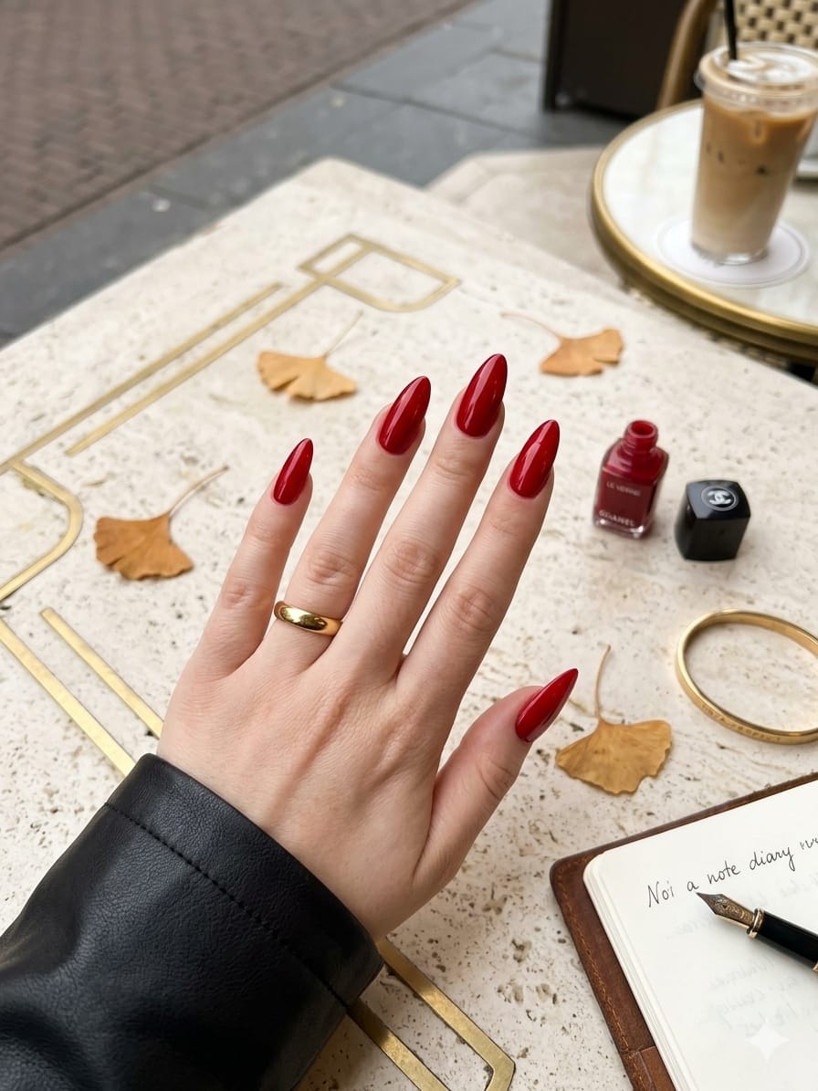 Rote Nagelmodellage von Olga Beauty Studio