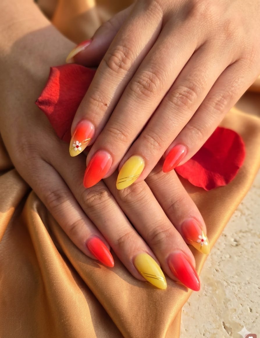 Rot-gelber Sommerlook von Olga