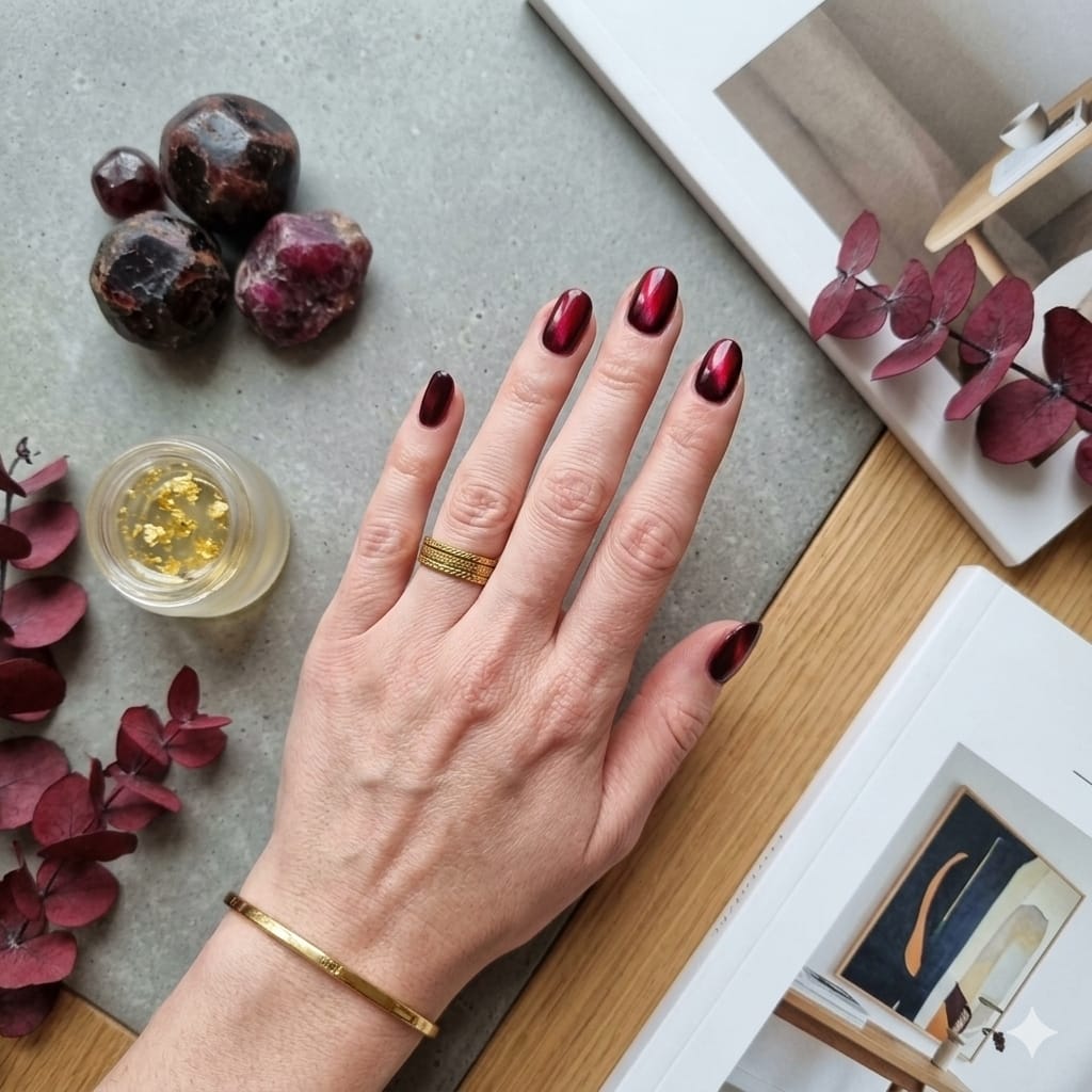 Weinrotes Nageldesign von Olga